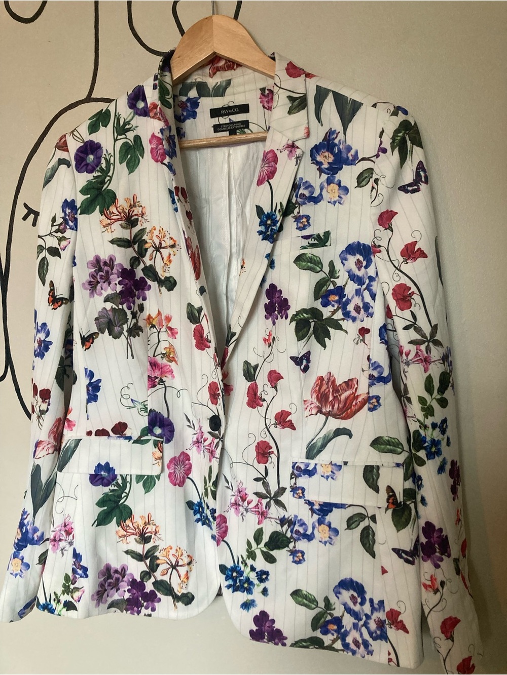Amisu White Floral Print Blazer Jacket
